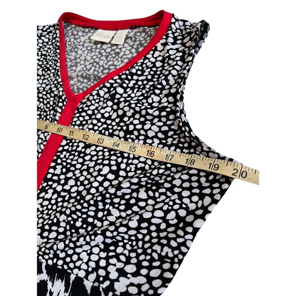 Chico's Mixed Dot Maxi Dress Sleeveless Black White Red Office Travel 1 M 8 - Picture 8 of 16